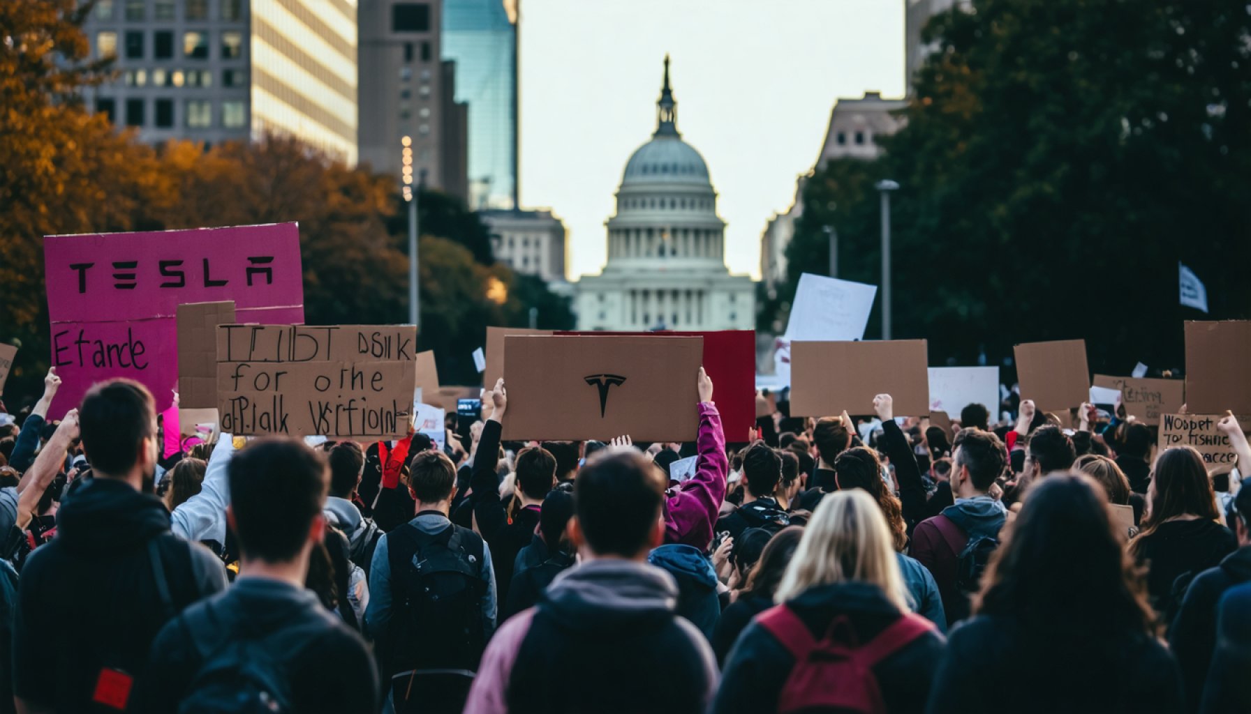 Protesters Denounce Tesla's Ties with Government, Urging Change Through Creative Dissent